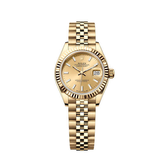 Rolex Lady-Datejust 28 mm Yellow Gold Champagne Dial Bracelet 279178-0003
