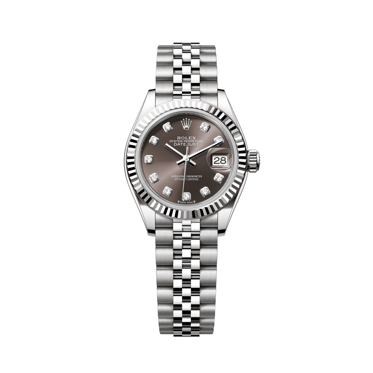 Rolex Lady-Datejust 28 mm Dark Grey Diamond Oystersteel White Gold Jubilee 279174-0015