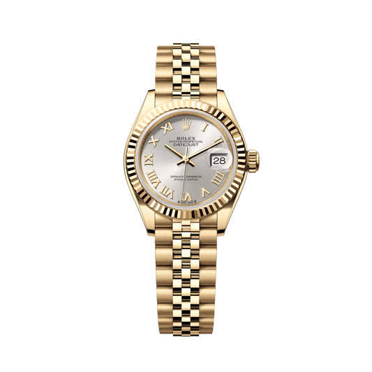 Rolex Lady-Datejust 28 mm 18k Yellow Gold Silver Dial Jubilee Bracelet 279178-0021