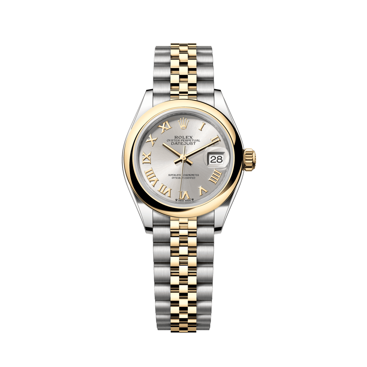 Rolex Lady-Datejust 28 mm Steel/Gold Silver Dial Bracelet 279163-0005