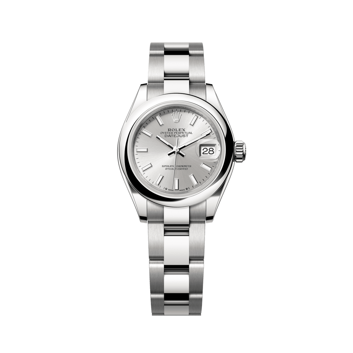 Rolex Lady-Datejust 28 mm Oystersteel Silver Dial Bracelet 279160-0006