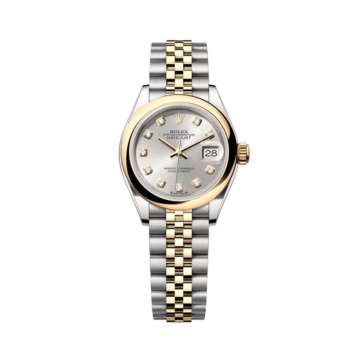 Rolex Lady-Datejust 28 mm Steel/Gold Silver Dial Bracelet 279163-0007