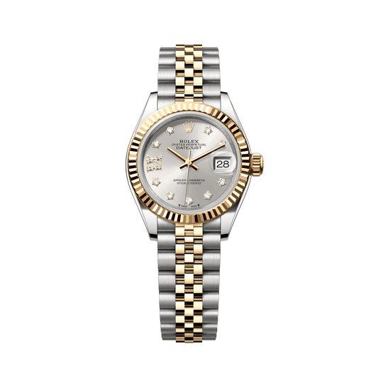 Rolex Lady-Datejust 28 mm Oystersteel Yellow Gold Silver Diamond Dial Bracelet 279173-0003