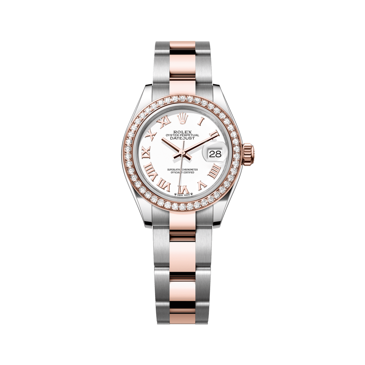 Rolex Lady-Datejust 28 mm White Oystersteel Everose Gold Diamond Oyster 279381rbr-0022