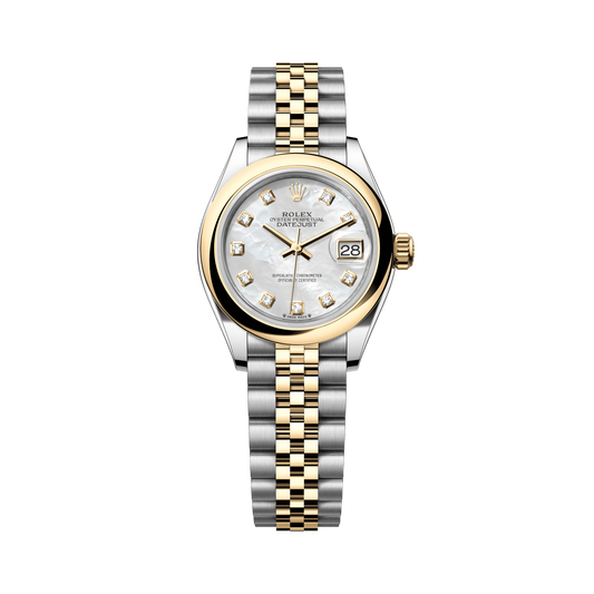Rolex Lady-Datejust 28 mm Steel Gold MOP Diamond Dial Bracelet 279163-0013