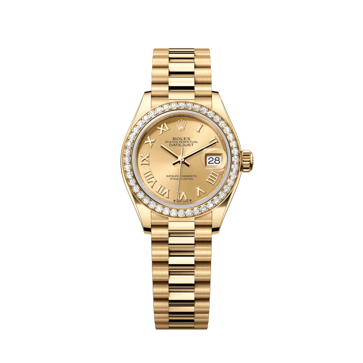Rolex Oyster 28 mm 18k Yellow Gold Champagne Dial President 279138rbr-0023