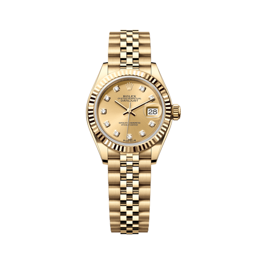 Rolex Oyster 28 mm Yellow Gold Champagne Diamond Dial Bracelet 279178-0024