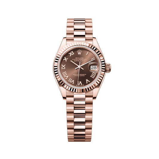 Rolex Oyster 28 mm Chocolate Dial 18k Everose Gold President 279175-0014