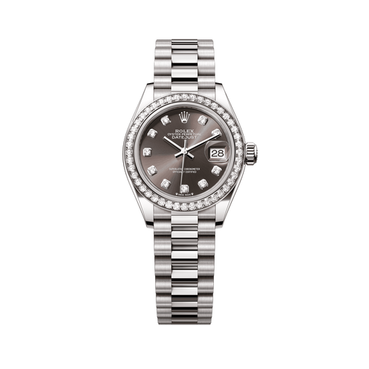 Rolex Oyster 28 mm Dark Grey Diamond 18k White Gold President 279139rbr-0011