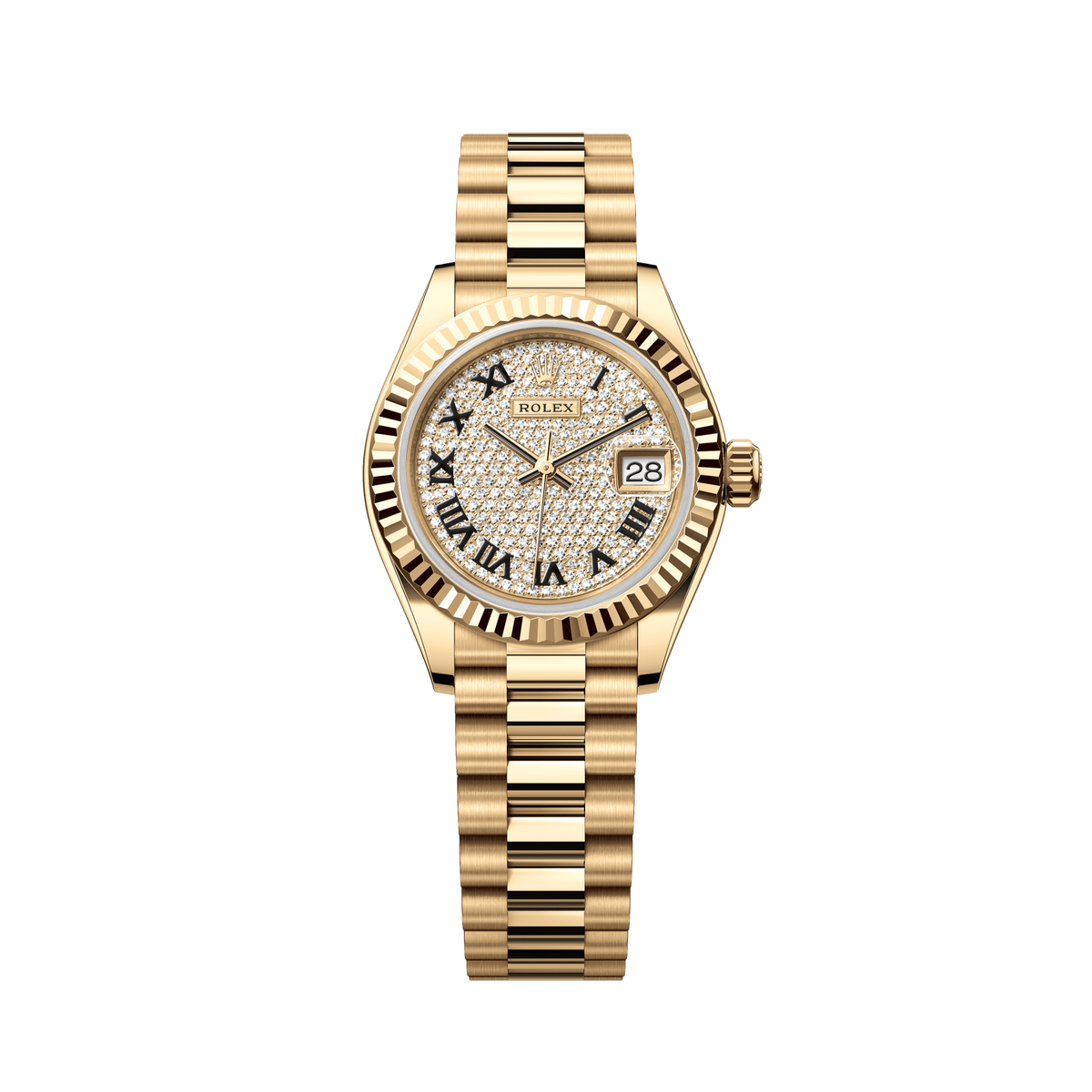 Rolex Oyster 28 mm 18k Yellow Gold Diamond-Paved President 279178-0031
