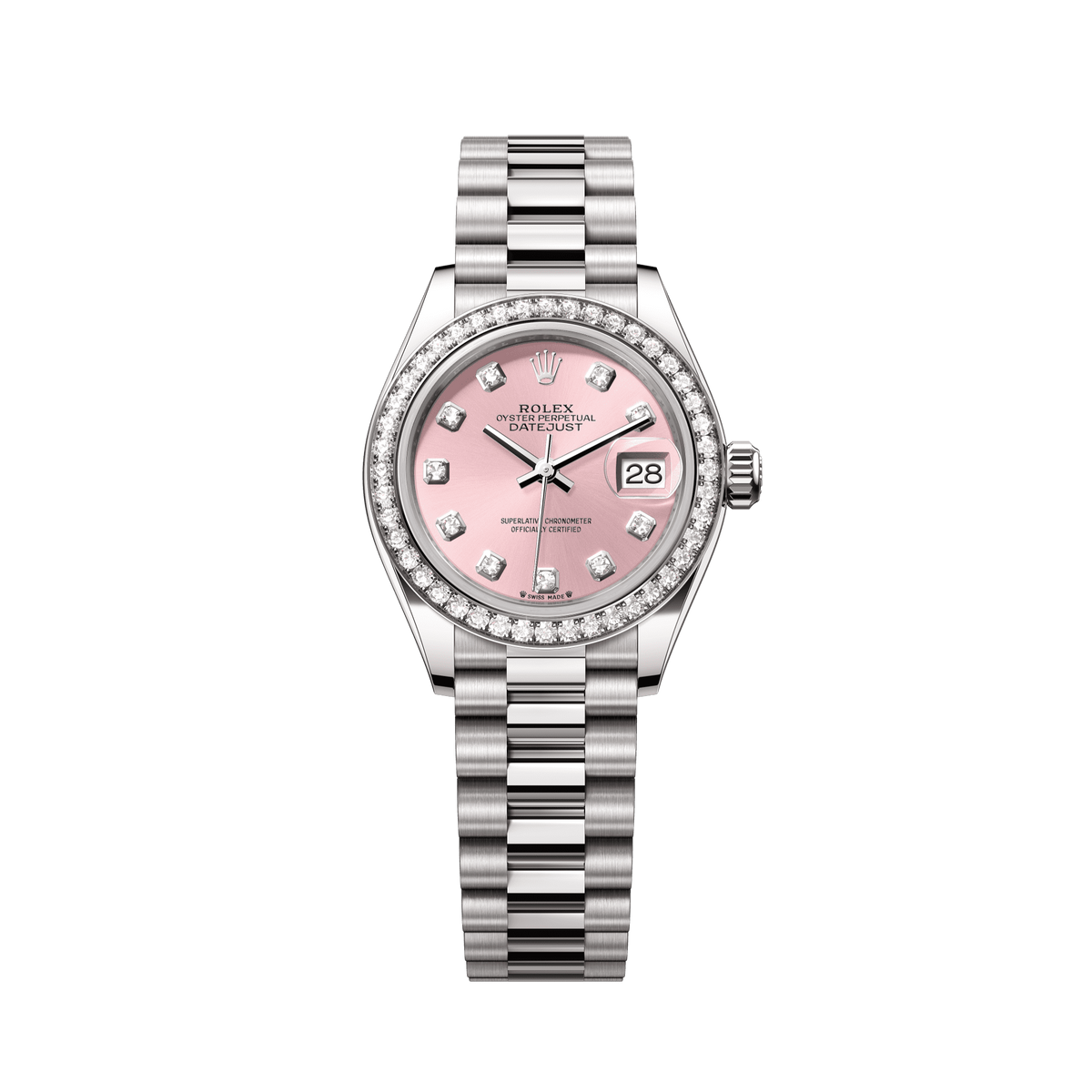 Rolex Oyster 28 mm Pink Diamond 18k White Gold President 279139rbr-0005