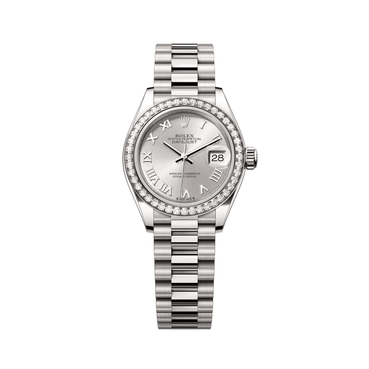 Rolex Oyster 28 mm Silver 18k White Gold President 279139rbr-0007