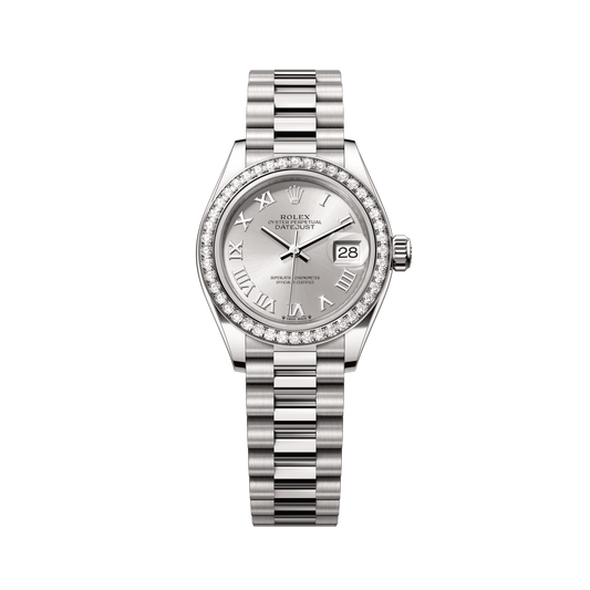 Rolex Oyster 28 mm Silver 18k White Gold President 279139rbr-0007