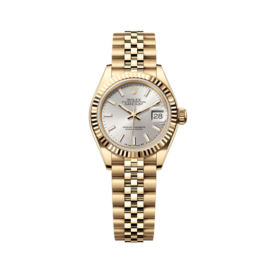 Rolex Oyster 28 mm 18k Yellow Gold Silver Dial Jubilee Bracelet 279178-0006