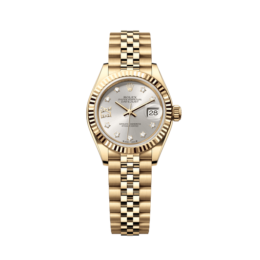 Rolex Oyster 28 mm Yellow Gold Silver Dial Bracelet 279178-0004