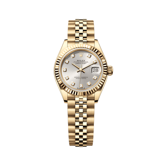 Rolex Oyster 28 mm Yellow Gold Silver Diamond Dial Bracelet 279178-0016