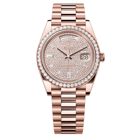 Rolex Oyster 40 mm Diamond-Paved 18k Everose Gold President 228345rbr-0002