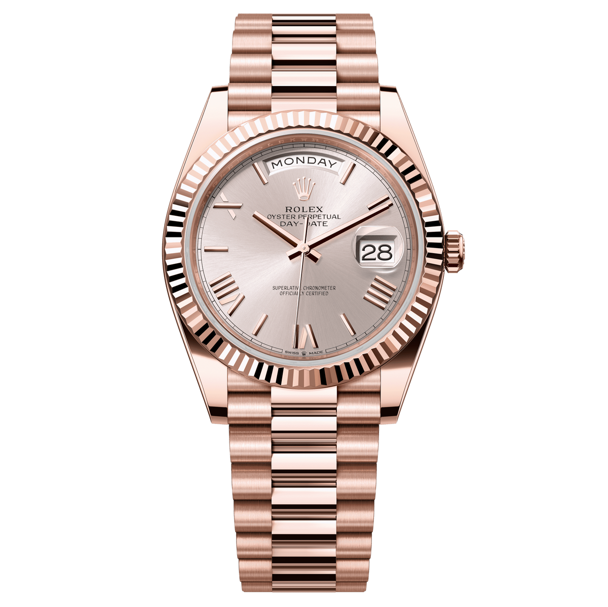 Rolex Oyster 40 mm Sundust 18k Everose Gold President 228235-0001