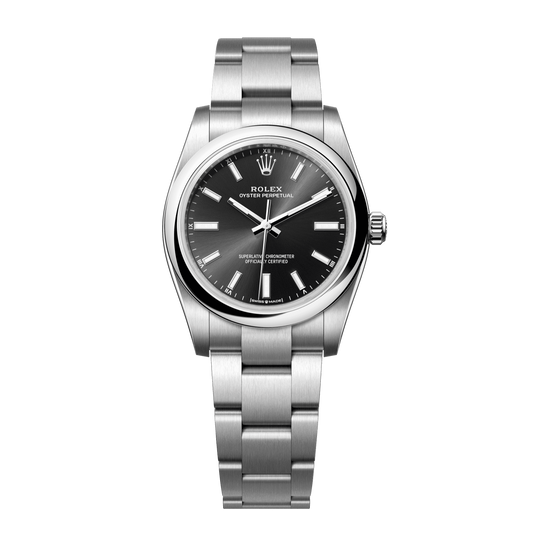 Rolex Oyster Perpetual 34 mm Bright Black Oystersteel Oyster 124200-0002