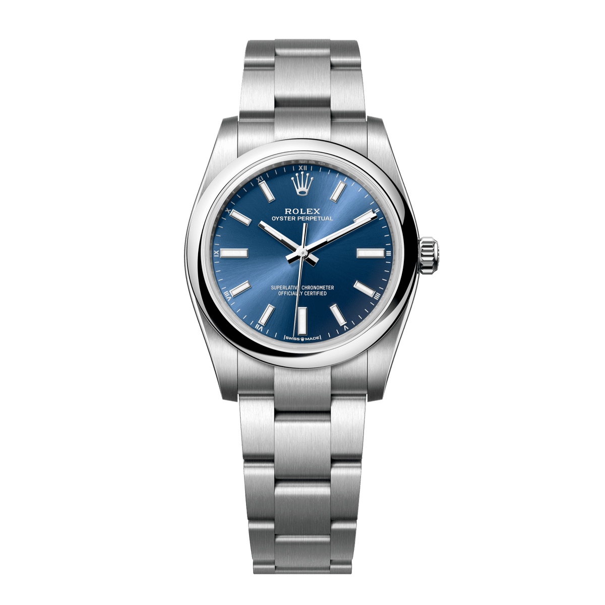 Rolex Oyster Perpetual 34 mm Bright Blue Oystersteel Oyster 124200-0003