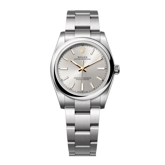 Rolex Oyster Perpetual 34 mm Silver Oystersteel Oyster 124200-0001