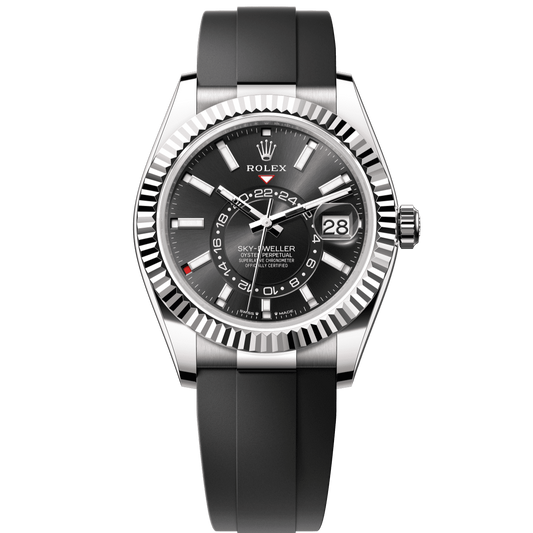 Rolex Sky-Dweller 42 mm Bright Black Dial 18 kt White Gold Oysterflex 336239-0002