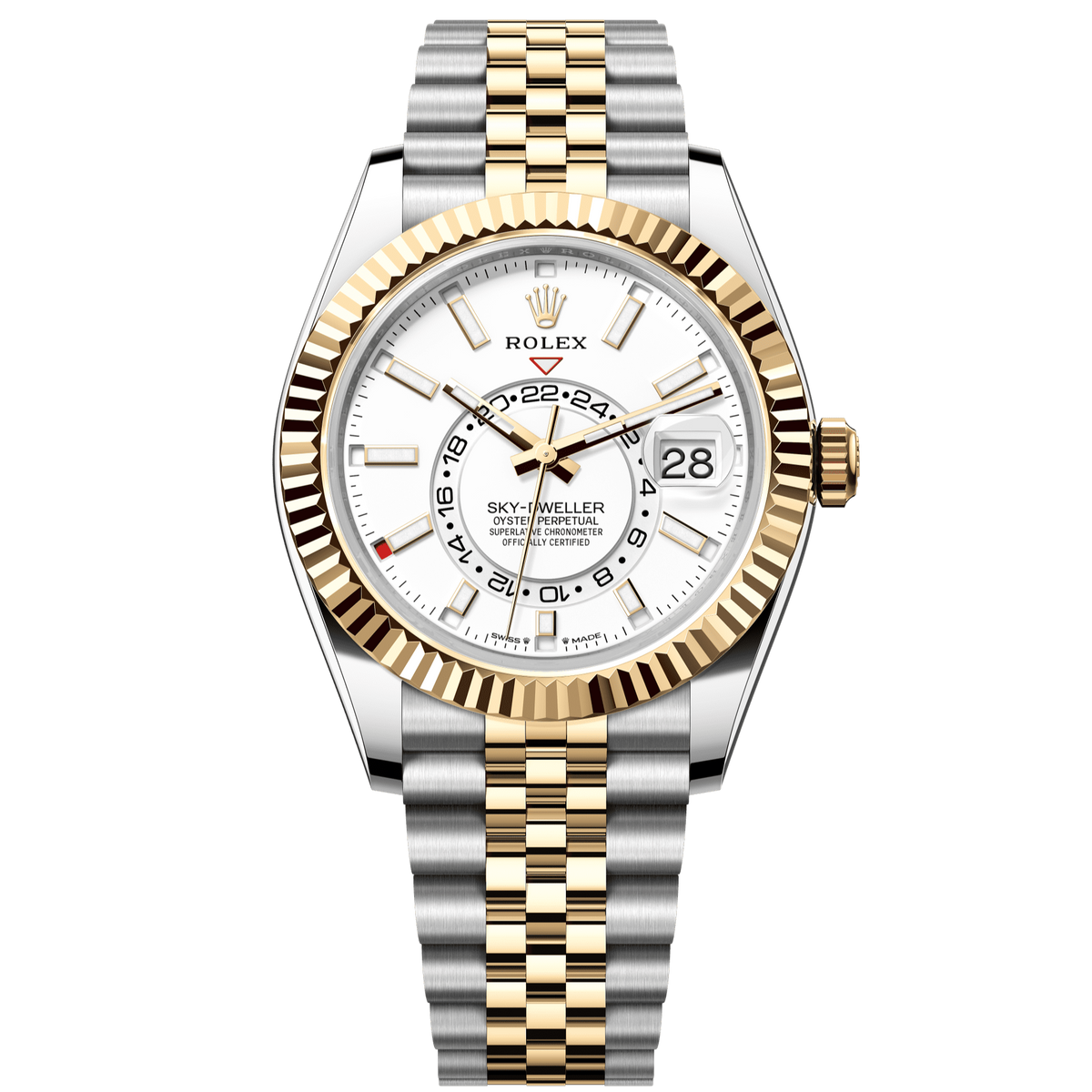 Rolex Sky-Dweller 42 mm Oystersteel Yellow Gold Intense White Jubilee 336933-0006